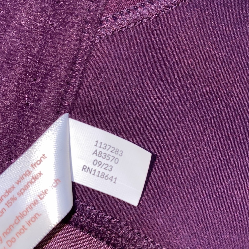 Cacique 46D Cotton lightly line no wire bra eggplant purple Star lace - Picture 7 of 8